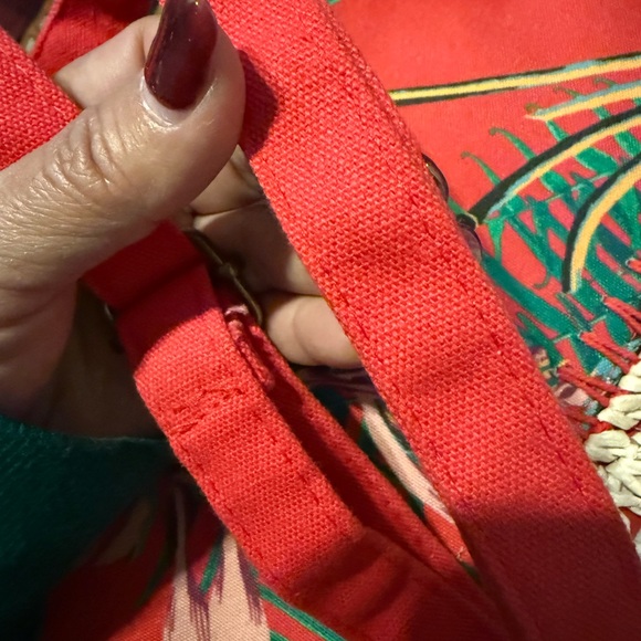 Roxy Red and Beige Tropical Crossbody Bag Vintage - Picture 10 of 12